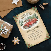 Invitation Fête de Noël de camion rouge rustique