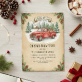 Invitation Fête de Noël de camion rouge rustique