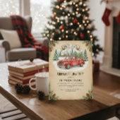 Invitation Fête de Noël de camion rouge rustique