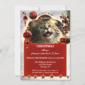 Invitation Fête de Noël de Chat Funny (Devant)