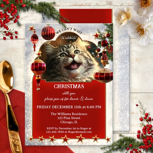 Invitation Fête de Noël de Chat Funny