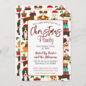 Invitation Fête de Noël de chien Pawty (Devant / Derrière)