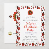 Invitation Fête de Noël de coccinelle (Devant / Derrière)