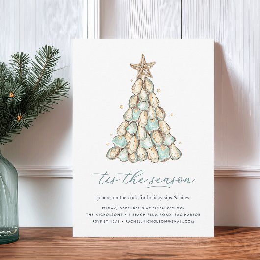 Invitation Fête de Noël de Coquilles d'Huîtres Côtières