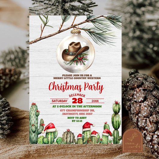 Invitation Fête de Noël de cow-boy western joyeuse