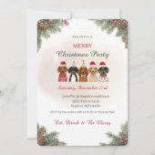 Invitation Fête de Noël de Dachshund festive (Devant)