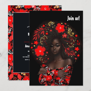 Invitation Fête de Noël de demoiselle d'honneur afro-américai