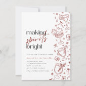 Invitation Fête de Noël de Doodle brillant pour les esprits (Devant)