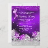 Invitation Fête de Noël de Flocon de neige rose violet (Devant)