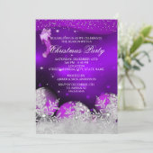 Invitation Fête de Noël de Flocon de neige rose violet (Debout devant)