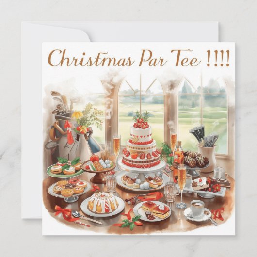 Invitation Fête de Noël de golf avec arrière-plan de terrain (Devant)