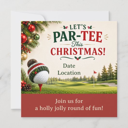 Invitation Fête de Noël de golf, c'est parti  (Devant)