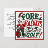 Invitation Fête de Noël de golf, c'est parti  (Devant / Derrière)