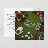Invitation Fête de Noël de golf, Par-tons ! (Devant / Derrière)