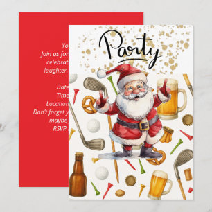 Invitation Fête de Noël de golf sur le thème du Père Noël