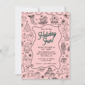 Invitation Fête de Noël de gribouillis dessinée à la main (Devant)