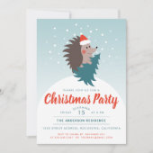 Invitation Fête de Noël de Hérisson mignonne et moderne (Devant)