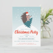 Invitation Fête de Noël de Hérisson mignonne et moderne (Debout devant)