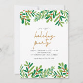 Invitation Fête de Noël de Holly Berries et Ferns (Devant)