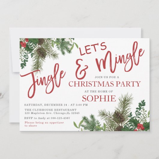 Invitation Fête de Noël de Jingle et Mingle (Devant)
