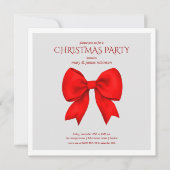 Invitation Fête de Noël de la Bow rouge moderne (Devant)