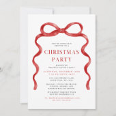 Invitation Fête de Noël de la Bow rouge moderne (Devant)