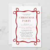 Invitation Fête de Noël de la Bow rouge moderne (Devant)