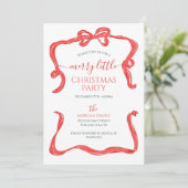 Invitation Fête de Noël de la Bow rouge tirée à la main (Debout devant)