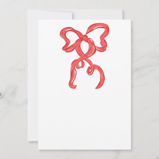 Invitation Fête de Noël de la Bow rouge tirée à la main (Dos)