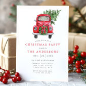 Invitation Fête de Noël de la cheminée de camion rouge Waterc