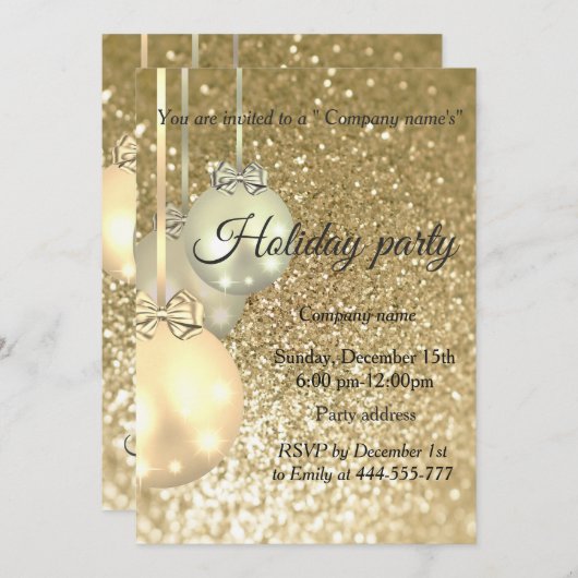 Invitation Fête de Noël de la compagnie des boules de Noël (Devant / Derrière)