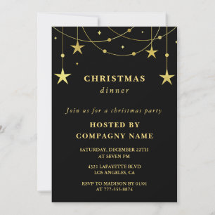 Invitation Fête de Noël de la compagnie noire Étoiles d'or