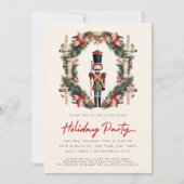 Invitation Fête de Noël de la couronne de noisette rouge (Devant)