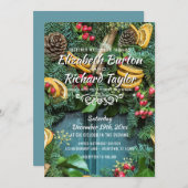 Invitation Fête de Noël de la couronne de pin (Devant / Derrière)