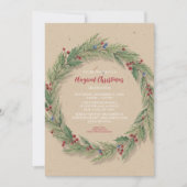 Invitation Fête de Noël de la Couronne de pin rustique (Devant)