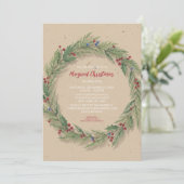 Invitation Fête de Noël de la Couronne de pin rustique (Debout devant)