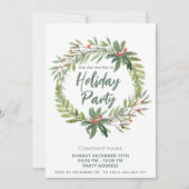Invitation Fête de Noël de la couronne de verdure d'hiver (Devant)
