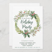 Invitation Fête de Noël de la couronne de verdure d'hiver (Devant / Derrière)