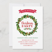 Invitation Fête de Noël de la couronne rouge et verte (Devant)