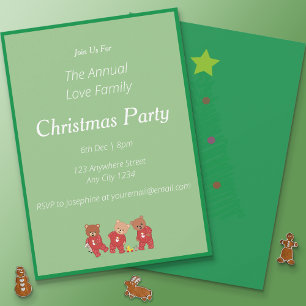 Invitation Fête de Noël de la famille nounours