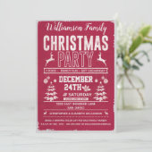 Invitation Fête de Noël de la famille rouge rétro moderne (Debout devant)