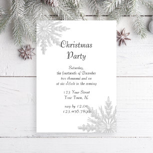 Invitation Fête de Noël de la Fête du Flac à neige blanc