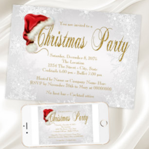 Invitation Fête de Noël de la Flamme de neige en argent de Sa