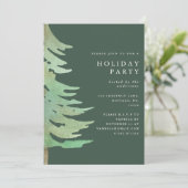 Invitation Fête de Noël de la forêt d'aquarelle (Debout devant)