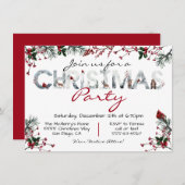 Invitation Fête de Noël de la forêt d'aquarelle de bois (Devant / Derrière)