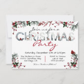 Invitation Fête de Noël de la forêt d'aquarelle de bois (Devant)