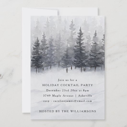 Invitation Fête de Noël de la forêt d'hiver (Devant)