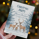 Invitation Fête de Noël de la forêt d'hiver et du renne