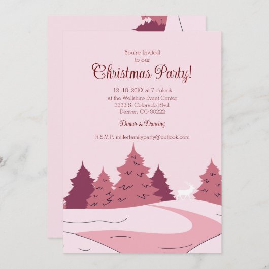 Invitation Fête de Noël de la forêt d'hiver moderne (Devant / Derrière)