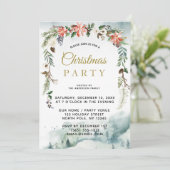 Invitation Fête de Noël de la Forêt Florale Rustique d'hiver (Debout devant)